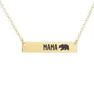 Gold Tone Mama Bear Necklace NWT